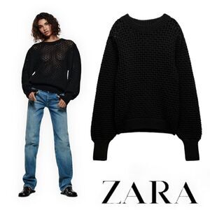 ZARA | Black | TEXTURED KNIT SWEATER